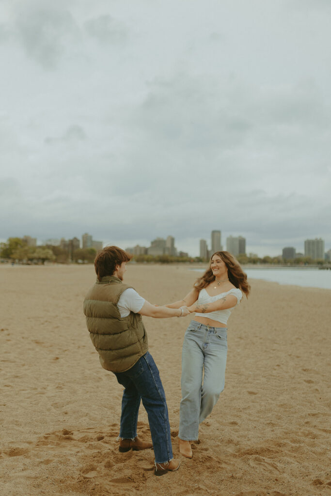 engagement photos at north avenue beach in chicago