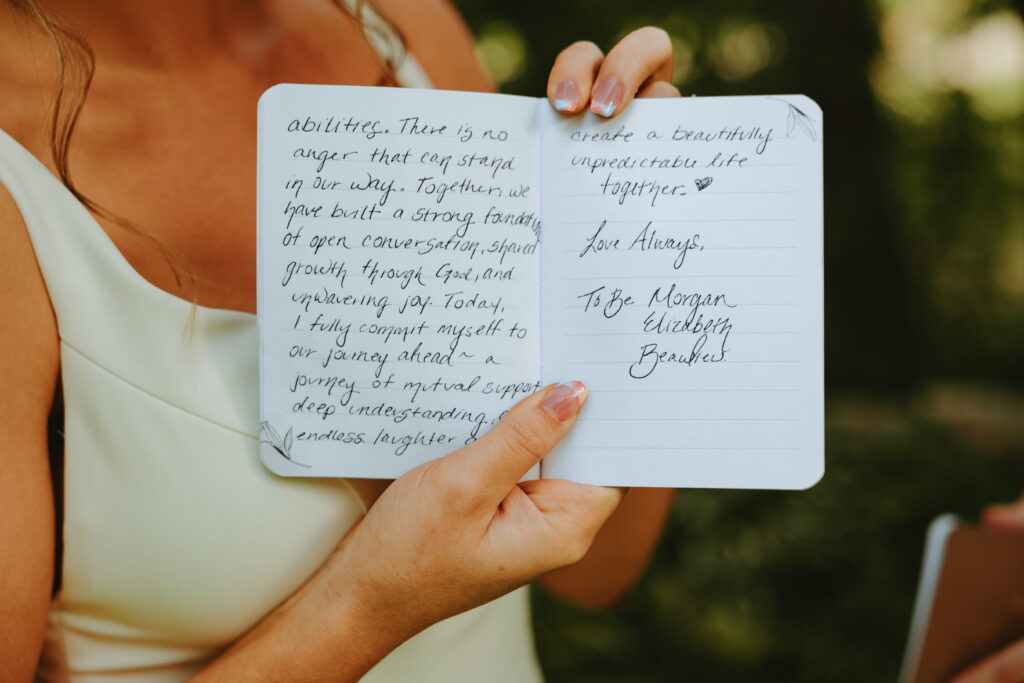 close up of brides vows