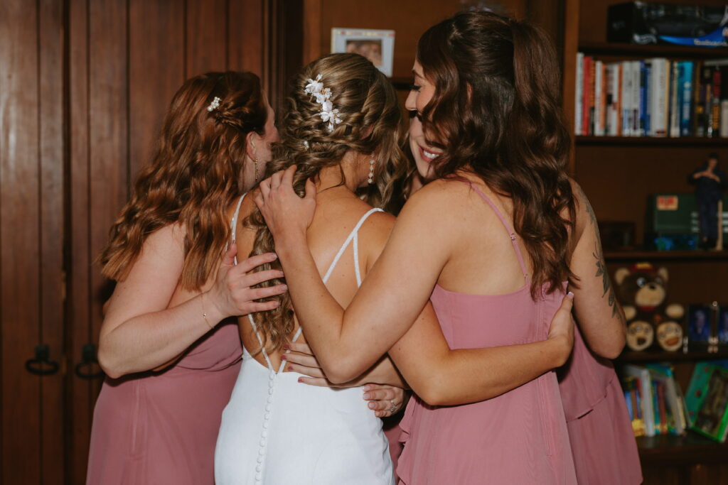 bride and bridesmaid reveal and their reactions