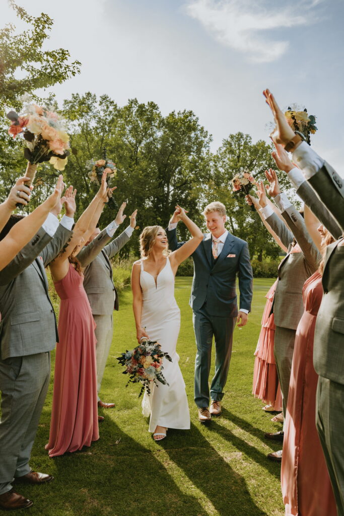 wedding party photo tunnel