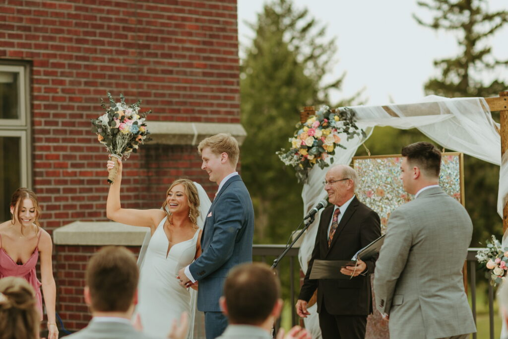 wedding ceremony overlooking golf course