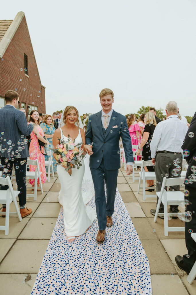 wedding ceremony overlooking golf course