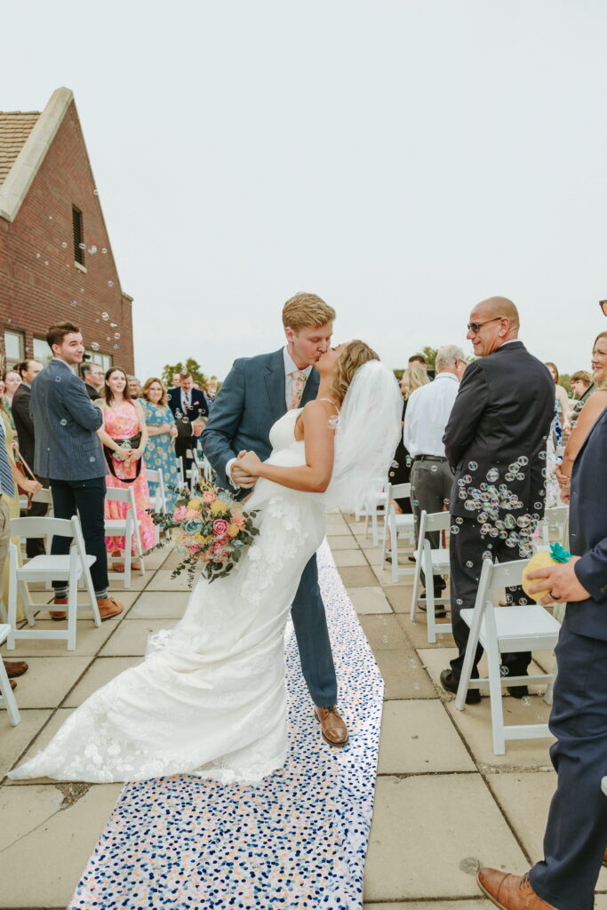 wedding ceremony overlooking golf course