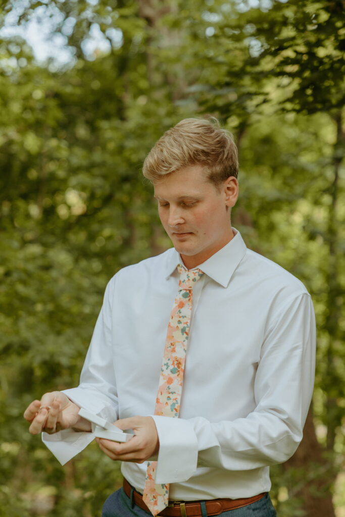 grant getting ready outside of his parents house in appleton
