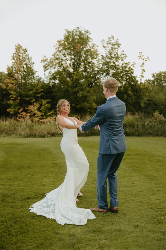 golden hour couple wedding portraits spinning