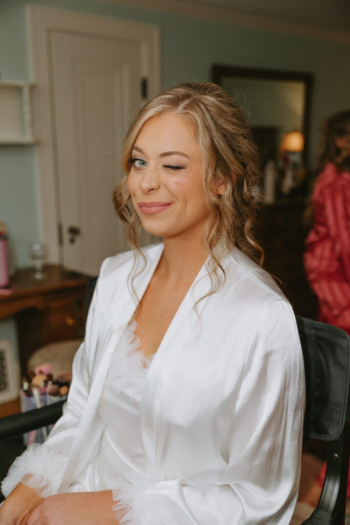 morgan winking at camera during getting ready