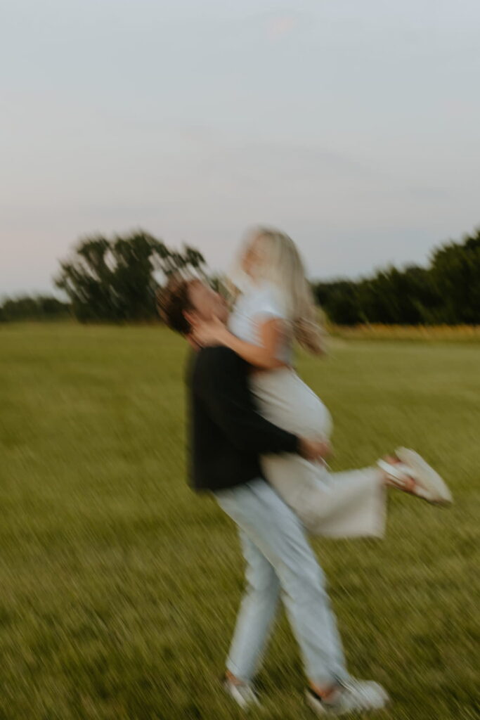 motion blur lift photo spinning around in field