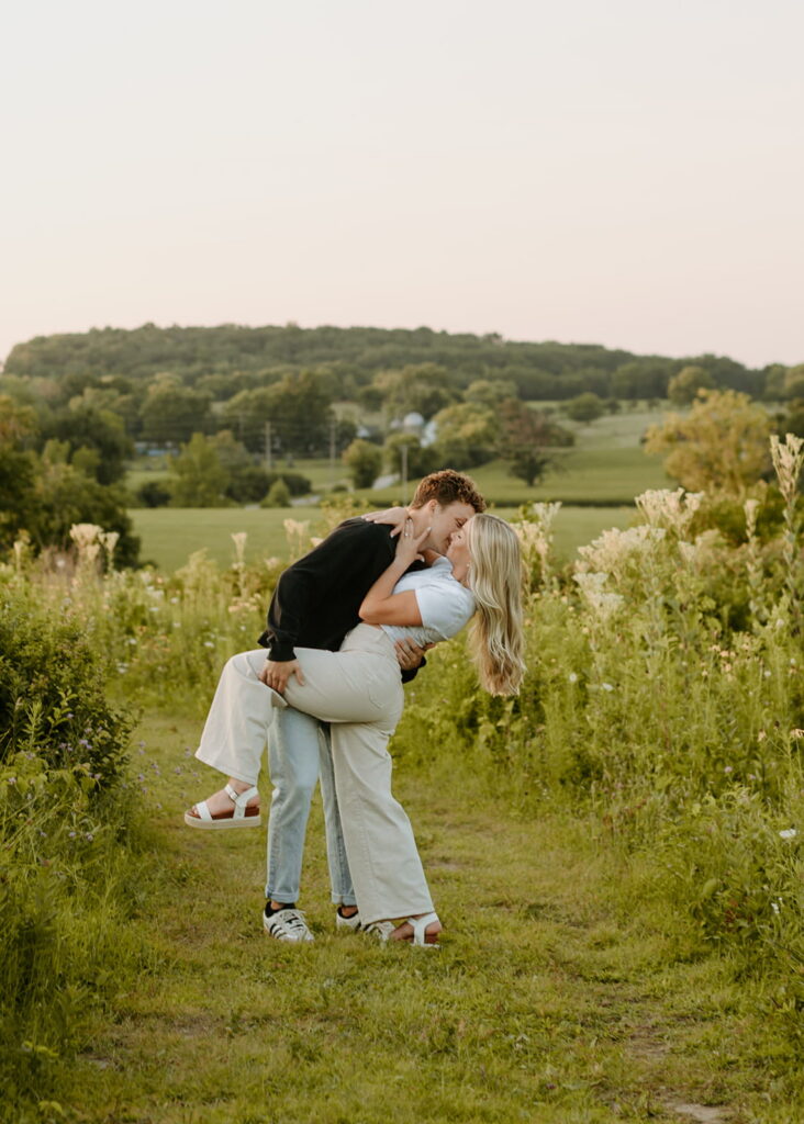 couple half dip kissing at retzer